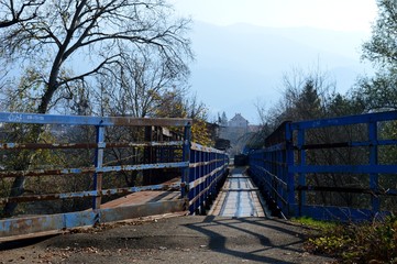 autumn landscape and old bridge
