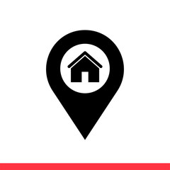Home pin icon, house symbol. Vector illustration