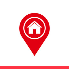 Home pin icon, house symbol. Vector illustration