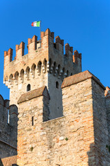 Fototapeta na wymiar 13th-century medieval stone Scaliger Castle (Castello Scaligero) on Lake Garda, Sirmione, Italy