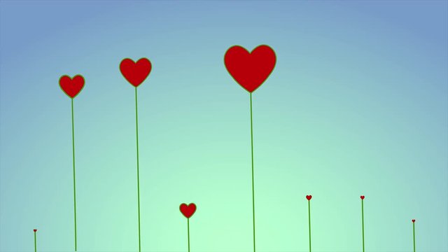 footage background with growing hearts