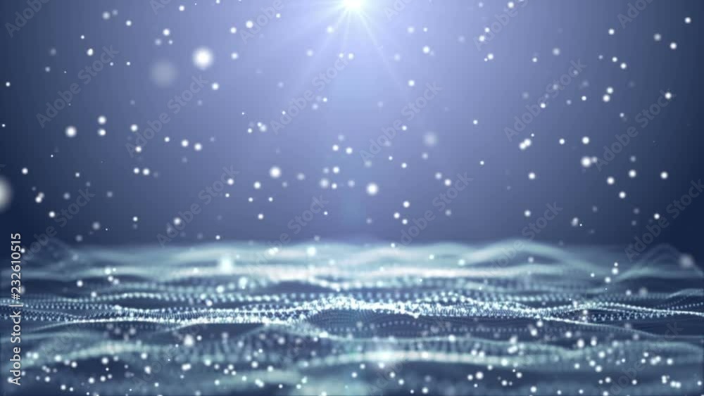 Wall mural blue particle dust abstract digital background abstract animation. snow fall with particle.