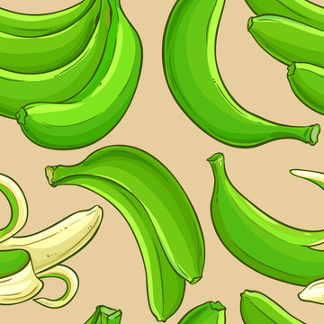 green banana fruit vector pattern