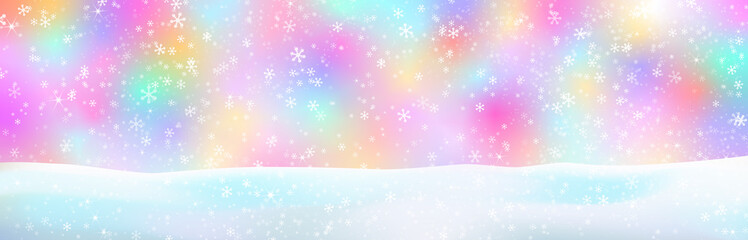 幸せの心象風景　ピンクのカラフル雪景色