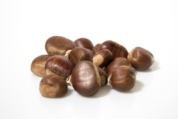 Chestnuts isolated in a white background