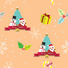 santa claus and snow man Christmas seamless pattern,winter,happy new year