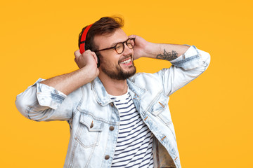 Young man listening to music