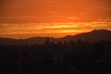 sunset clouds and cityscape