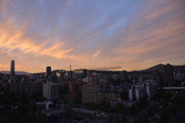 Fototapeta na wymiar sunset clouds and cityscape