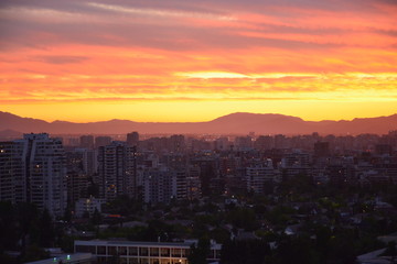 Fototapeta premium sunset clouds and cityscape