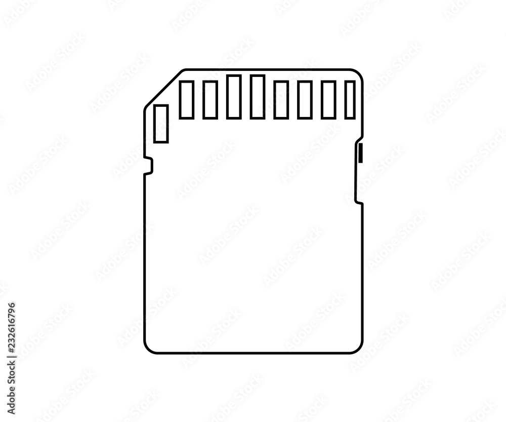 Poster sd card symbol sign line icon on background