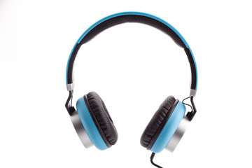 blue headphone on white, isolated
