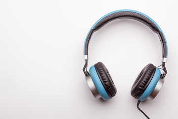 blue headphone on white, isolated