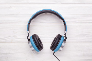 blue headphone on white, isolated