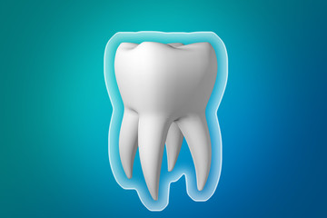 Shield protecting teeth from food germs. 3d render