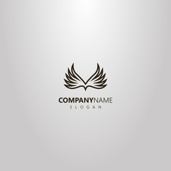 black and white simple vector logo  of two abstract bird wings