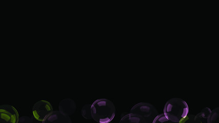 Background with a variety of multi-colored translucent soap bubbles.