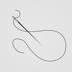 Needle Icon. Silhouette symbol. Tailoring. Negative space