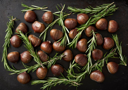 Raw Chestnuts Ready to Roast