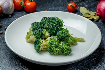 Broccoli in a white plate