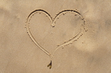 Cuore disegnato sulla sabbia
