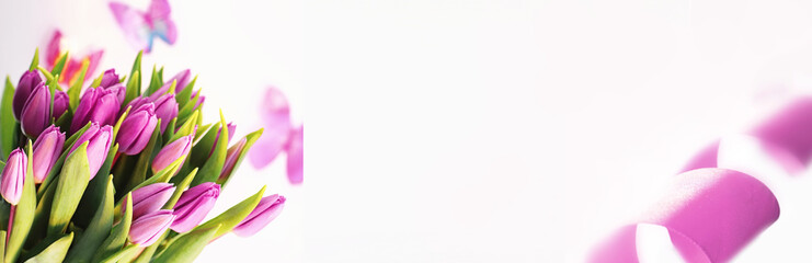 Bouquet of beautiful pink tulips