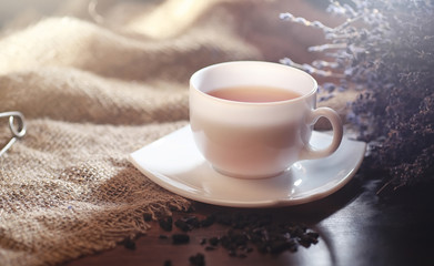 Obraz na płótnie Canvas Brewed tea on a serving table