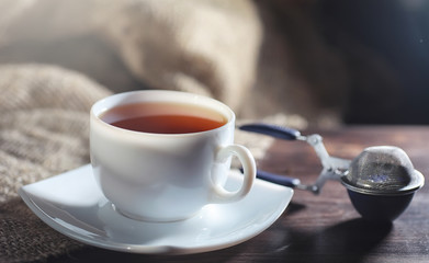 Fototapeta na wymiar Brewed tea on a serving table