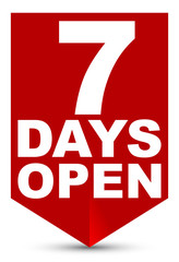 red vector banner seven days open