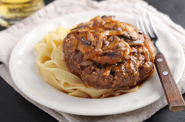 Salisbury steak with pasta