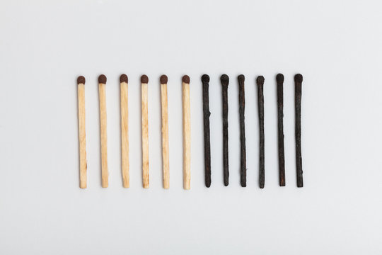 Matches forming sequence on slightly gray background