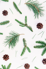 Fototapeta na wymiar Christmas pattern with fir tree pine branches
