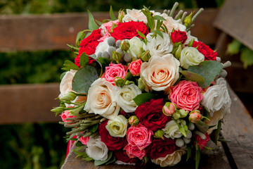 wedding bouquet, flowers, roses, beautiful bouquet