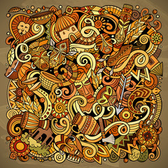 Cartoon cute colorful vector doodles Africa illustration