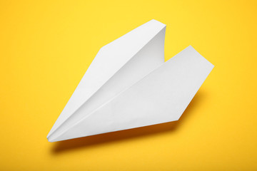 Attractive aviation background, bright paper plane.