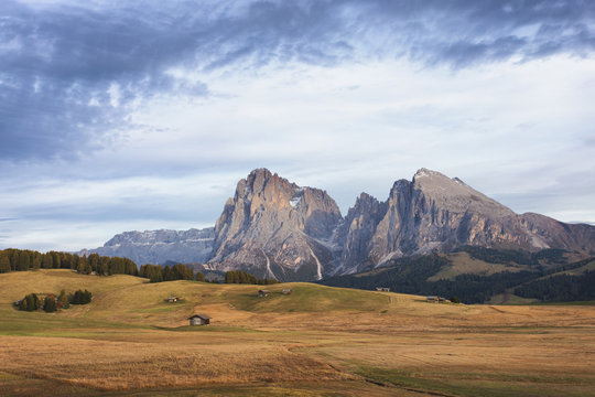 Range in Dolomites before sunset