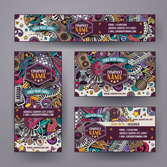 Corporate Identity vector templates set design with doodles Disco music theme