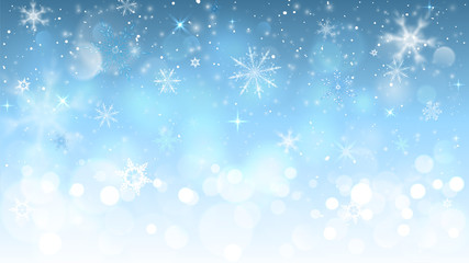 Naklejka na ściany i meble christmas blue background with snowflakes
