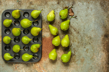pears (pears green). Vitamins food.Top view
