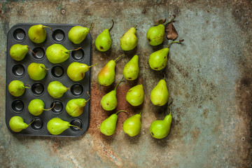 pears (pears green). Vitamins food.Top view