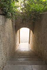Narrow corridor with staircase