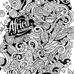 Cartoon cute sketchy vector doodles Africa illustration