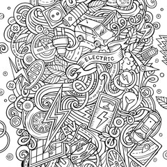 Cartoon contour vector doodles Electric cars illustration