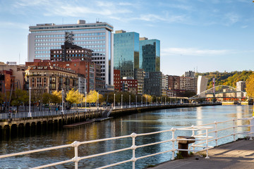 modern building in riverside of  spanish Bilbao city