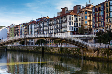 Fototapeta na wymiar rivera bridge on nervion river in Bilbao city