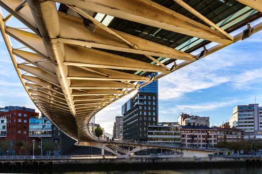 low point of view of zubizuri bridge in Bilbao.Spain