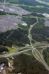 東北自動車道富谷ジャンクション付近を空撮