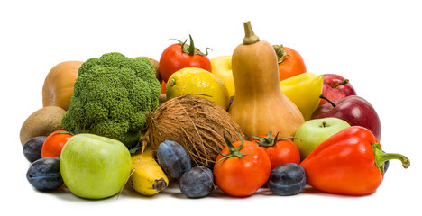 fruits and vegetables isolated on white
