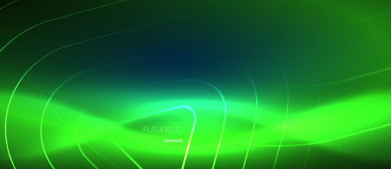 Neon glowing techno lines, hi-tech futuristic abstract background template with geometric shapes