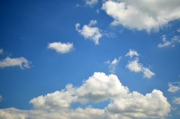 Blue sky with white clouds. Sky texture/ background. Nature patern